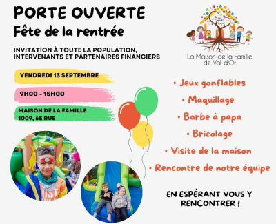 Porte ouverte - Fête de la rentrée | Maison de la famille